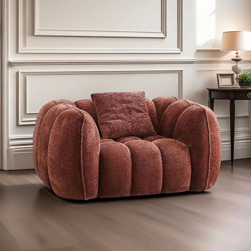French-Style Pumpkin Sofa, Cream-Colored, Vintage Single-Seat Living Room Sofa, Small Apartment, Modern Designer Homestay, Straight-Row Three-Seater French-Style Pumpkin Sofa, Cream-Colored, Vintage Single-Seat Living Room Sofa, Small Apartment, Modern Designer Homestay, Straight-Row Three-Seater