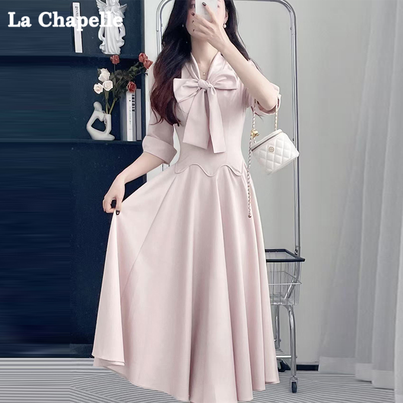 La Chapelle Pink Dress for Women 2026 Early Autumn New Style This Year's Popular Hot Item Waist-Cinching Long-Sleeved French Long Dress La Chapelle Pink Dress for Women 2026 Early Autumn New Style This Year's Popular Hot Item Waist-Cinching Long-Sleeved French Long Dress