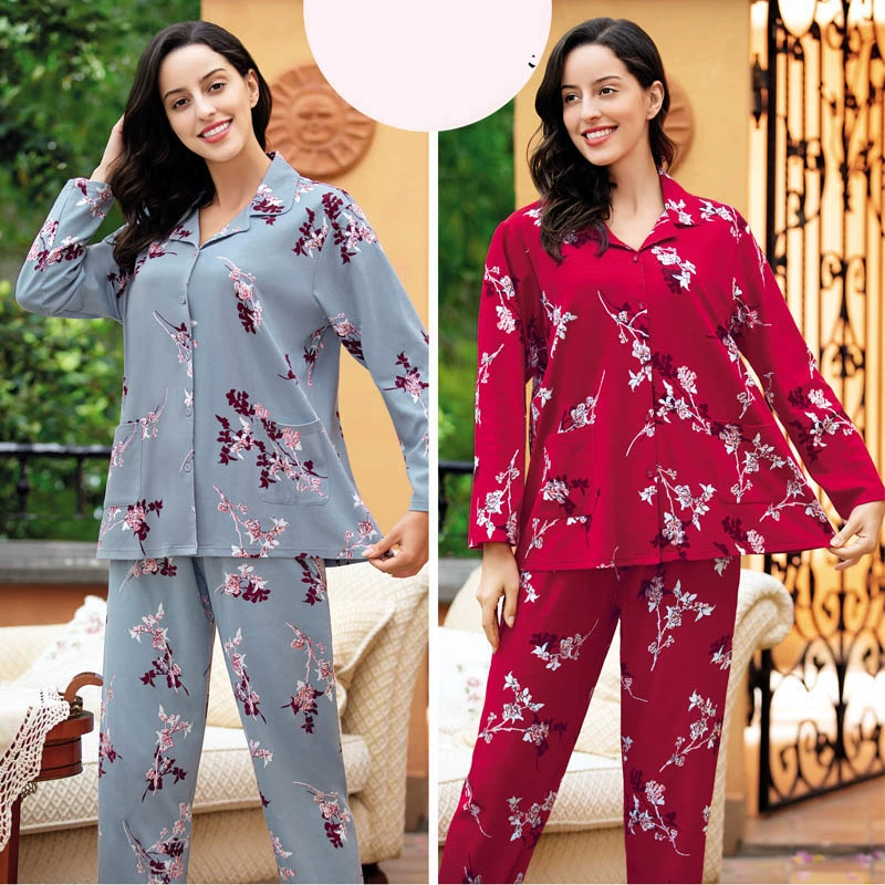 LUNILAI / Fu Nilai 2019 mùa thu và mùa đông phong cách mới cotton tinh khiết của phụ nữ cộng với phân bón và đồ ngủ mặc nhà F-B6238 - Cha mẹ và con