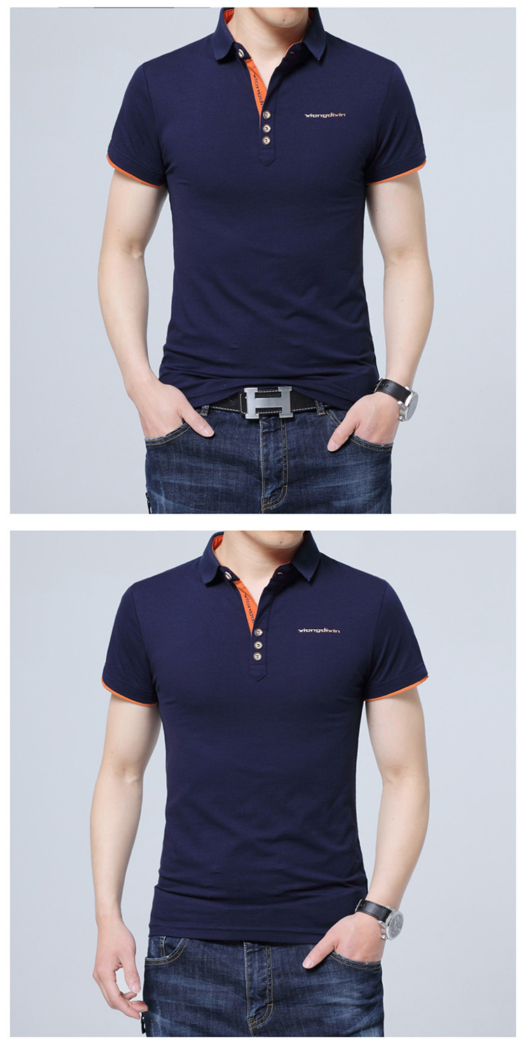 Mùa hè mới áo thun ngắn tay nam ve áo trẻ trung Slim Fit fat XL áo sơ mi nửa tay nửa người béo nhỏ. áo thun nam gucci