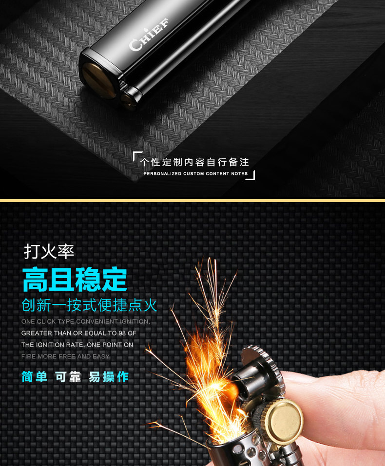 Lãnh đạo CHIEF sáng tạo chính hãng retro chải gió dầu lửa nhẹ hơn quà tặng nam DIY chữ - Bật lửa bật lửa khò xịn