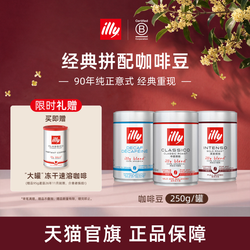 Illy Coffee 100% Arabica Coffee Beans Master Blend 250g Original Imported Nitrogen Lock Freshness
