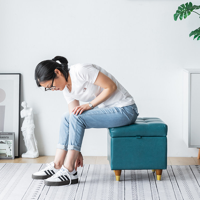 Modern minimalist storage stool changing shoes stool sofa stool Nordic short stool light and luxurious door home stool sitting room footrest stool