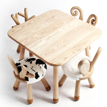 Sister Na with the same deer stool chair Nordic solid wood childrens gift bench round stool baby chair household animal stool