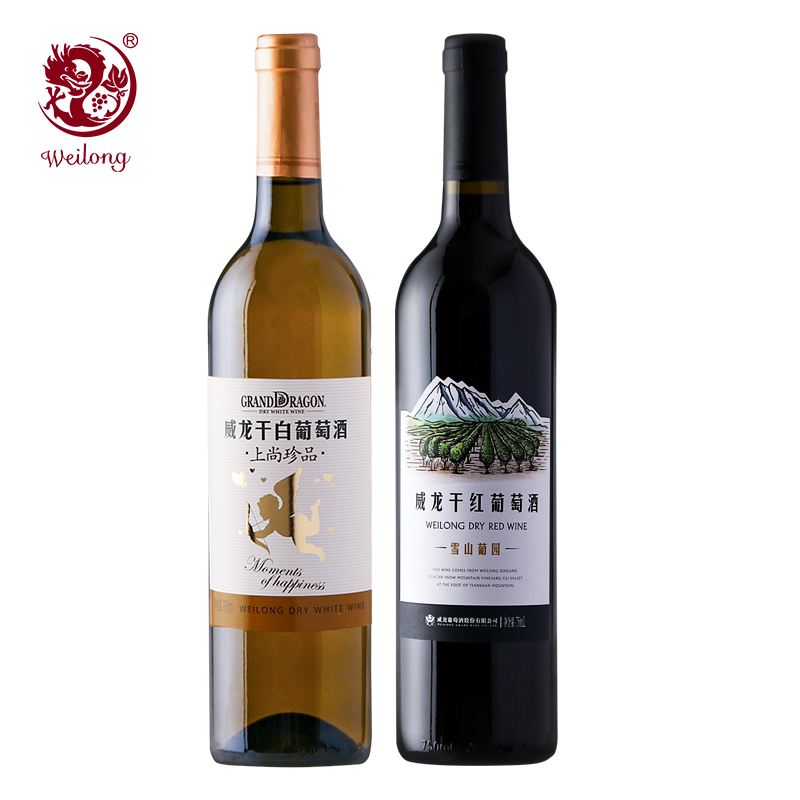 Weilong Dry White Dry Red Wine Xinjiang Sandy Cabernet Sauvignon Golden Grape Garden Rare Red Wine Double Combination Gift Box