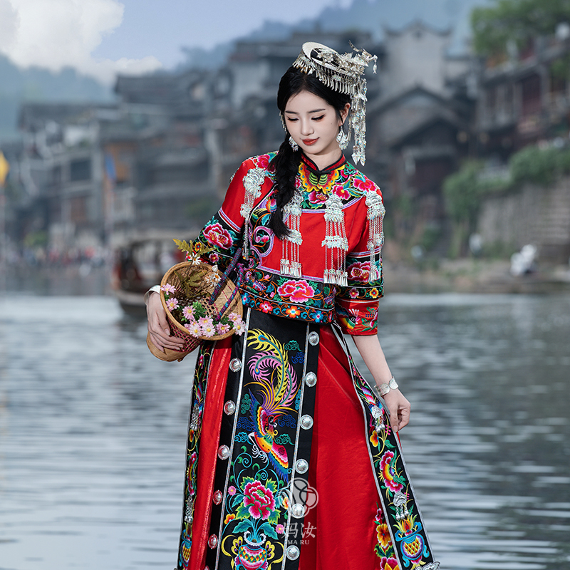 Mom, You | Traditional Chinese Dress | Miao Ethnic Clothing Women's Traditional Performance Costume Dress Set