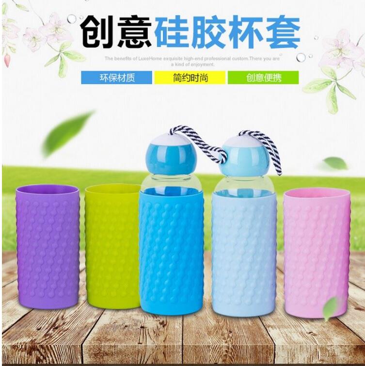 Cốc thủy tinh chống trượt tay áo cách nhiệt chống bỏng cách nhiệt silicone tay áo chén ly cách nhiệt tay áo bảo vệ phổ tay áo di động