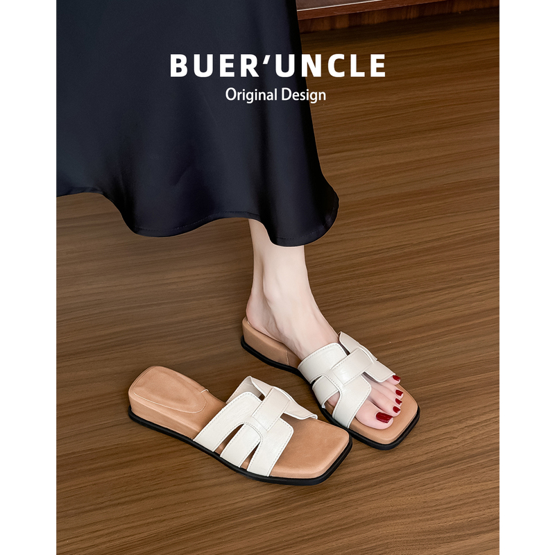 Cowhide Version ~ Wedge Thick-Soled Slippers for Women, Summer Outdoor Wear, 2026 New Style, Vacation Wear with Skirts, Square-Toe Sandals Cowhide Version ~ Wedge Thick-Soled Slippers for Women, Summer Outdoor Wear, 2026 New Style, Vacation Wear with Skirts, Square-Toe Sandals