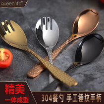 Creative 304 stainless steel Western fork with teeth gold spoon suit Italian noodle fork