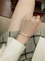 VCA DIY bracelet female white shellfish opening 18k rose gold light luxury niche delicate diamond T-shape fashion model