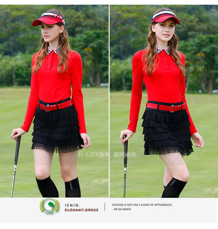 Thu đông 2018 G-LIFE trang phục golf mới cho nữ quần áo phù hợp với quần áo nữ dài tay thời trang quần váy ngắn