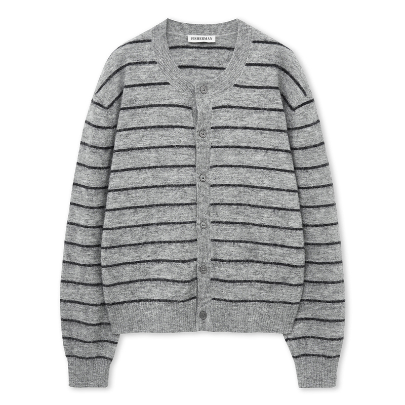 Fisherman Retro Striped Unisex Knitted Cardigan Loose Casual Versatile Gray Sweater Jacket Autumn Fisherman Retro Striped Unisex Knitted Cardigan Loose Casual Versatile Gray Sweater Jacket Autumn