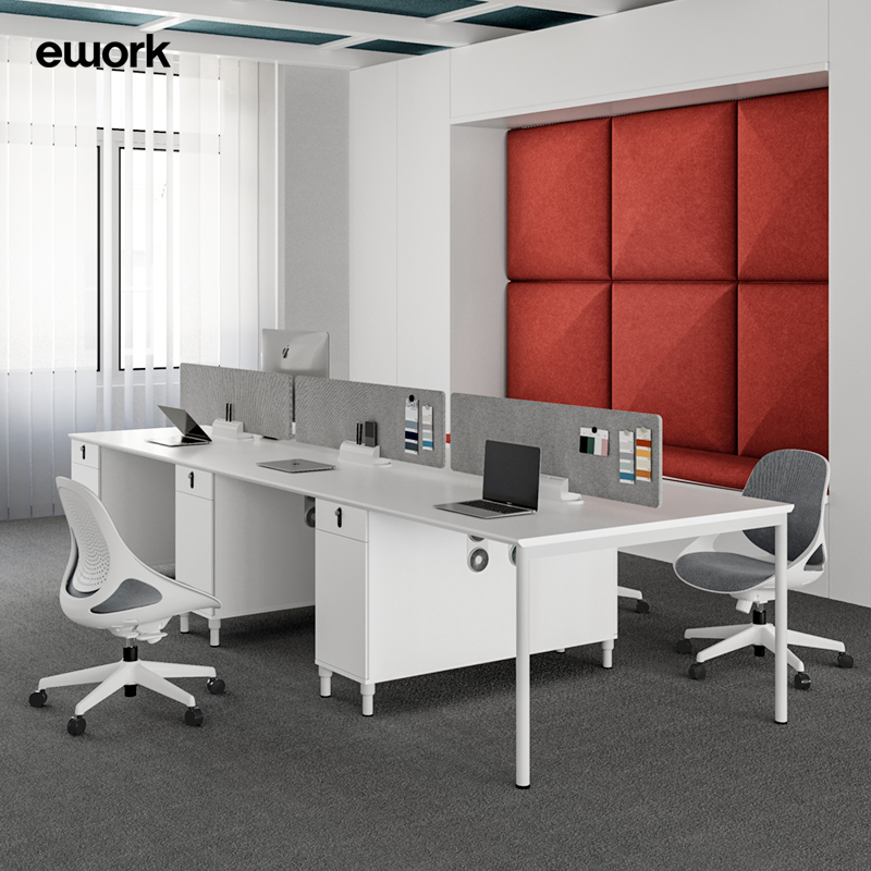 Staff white desk 6-person simple screen workstation office computer table and chair combination four-person furniture