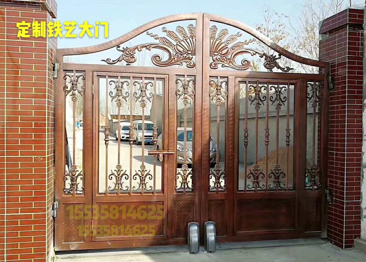 Shanxi Triple Iron Art Gate Custom Rural Villa Community Factory District Imitation Aluminum Iron Art Baked Lacquer Iron Art Gate