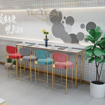 Nordic light luxury bar tables and chairs household backrest high chairs Internet celebrity milk tea shop bar stools golden leisure high stools