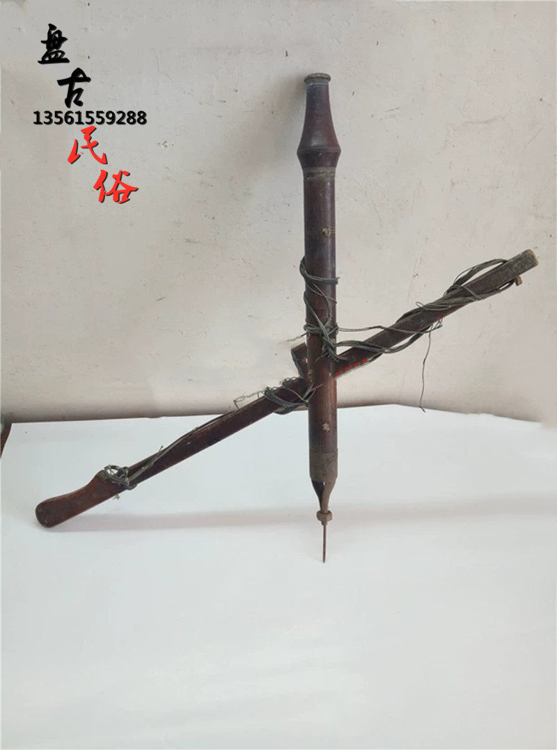 Veteran drilling rocking porcelain restoration woodworking drilling curium cylinder curium pot tools homestay folk decoration old objects