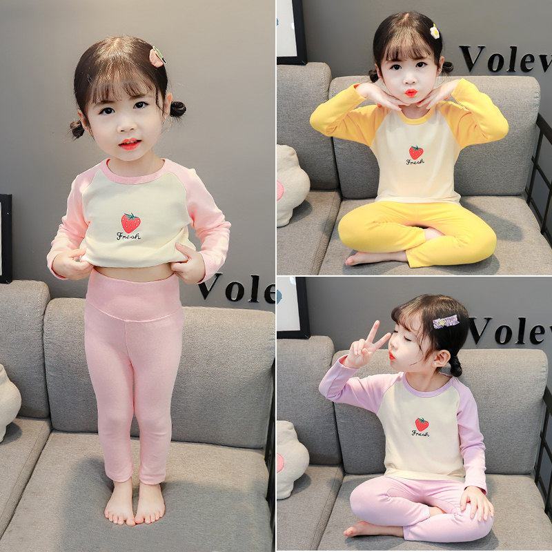 Girl Autumn Clothes Sanitary Pants Suit All-cotton Baby Boy Underwear Pure Cotton Female Baby Sleepwear Spring Autumn Winter 1-2-3-4 Years Old 5