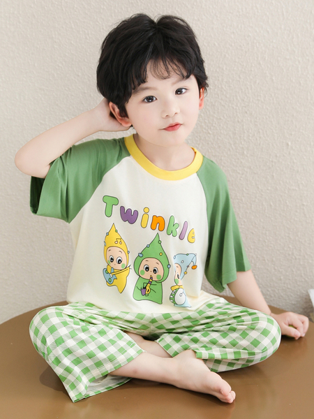 Boys' Pajamas Modal Summer Thin Style Three-Quarter Sleeve 2026 New Model Baby Air Conditioning Clothing Children's Loungewear Boys