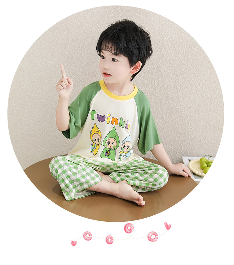 男童睡衣莫代尔夏季薄款七分袖2026新款宝宝空调服儿童家居服男孩 — 14
