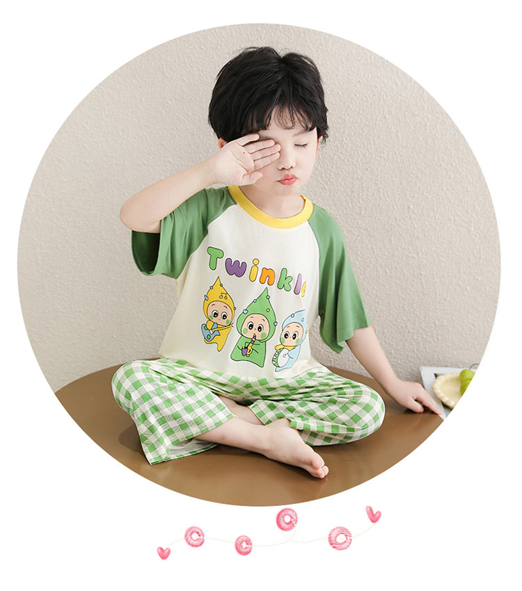 男童睡衣莫代尔夏季薄款七分袖2026新款宝宝空调服儿童家居服男孩 — 21