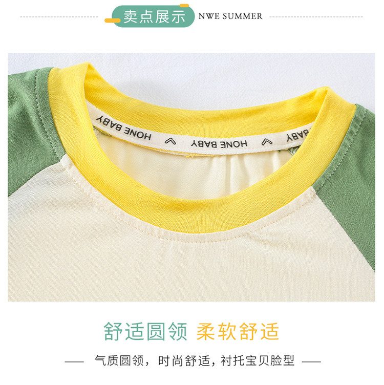 男童睡衣莫代尔夏季薄款七分袖2026新款宝宝空调服儿童家居服男孩 — 5
