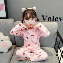 Girl Autumn Clothes Autumn Pants Full Cotton Baby Boy Underwear Suit Pure Cotton Baby Sleeping Clothes Home Conserved Autumn Winter Warm Beating Base