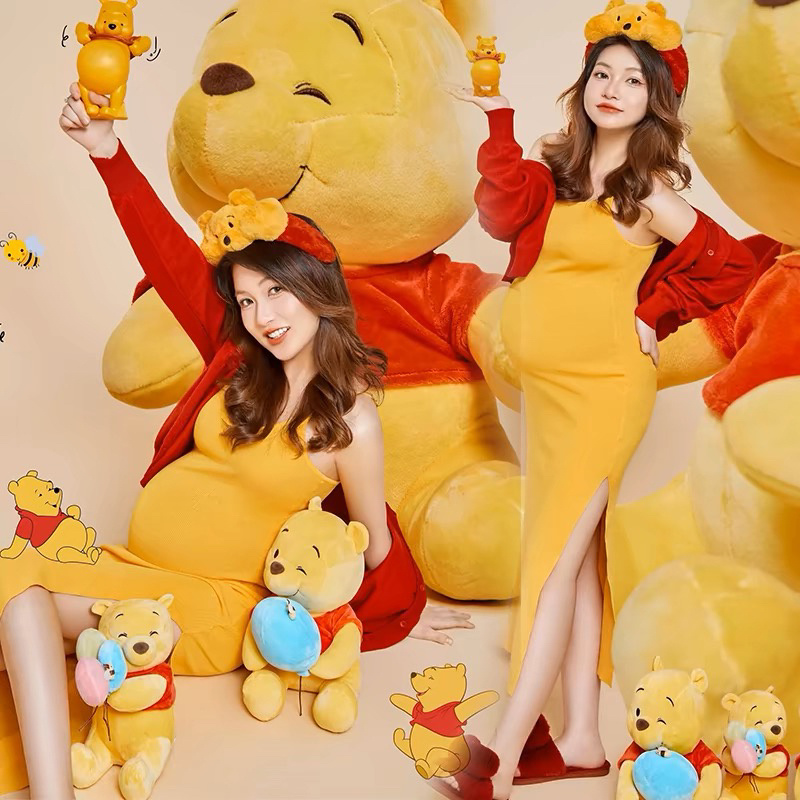 Photo Studio's New Winnie the Pooh Themed Maternity Yellow Dress, Year of the Dragon Pure and Desirable Style Maternity Photo Shoot Outfit Photo Studio's New Winnie the Pooh Themed Maternity Yellow Dress, Year of the Dragon Pure and Desirable Style Maternity Photo Shoot Outfit