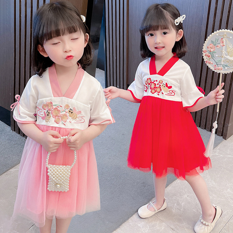 Han - dressed girls summer birthday 1 13 2 3 3 4 4 - year - old twin dress for 8090 yards