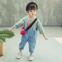 Foreign style girls autumn bib suit Baby 1 one 3 two 2 three 4 four-year-old girl clothes spring and autumn fashion