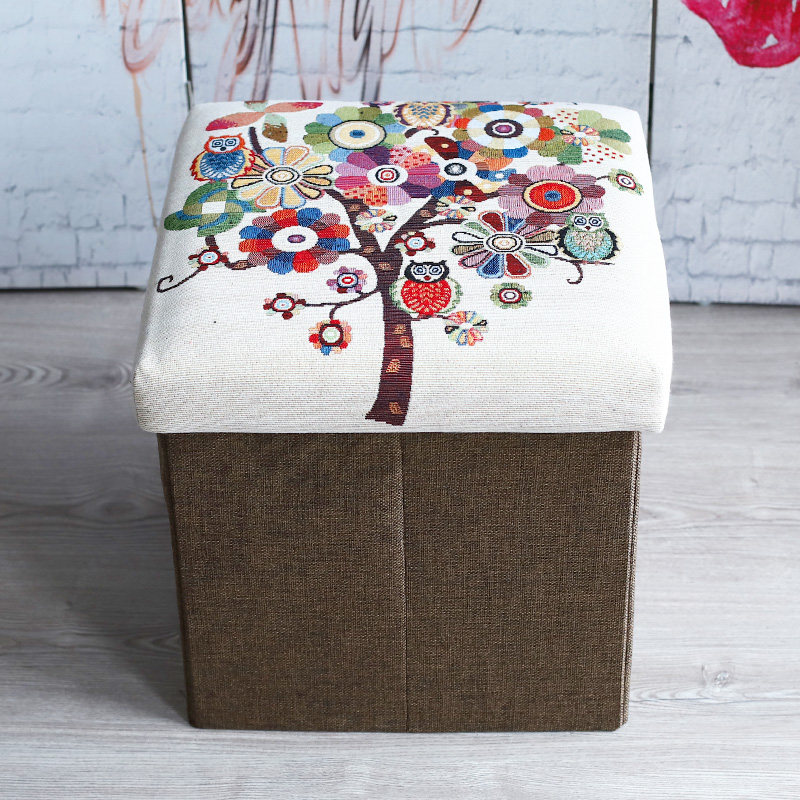National Wind Cloth Art Wool Line Containing Storage Stool Doorway Wear Shoes Changing Shoes Stool Multifunction Economy Type Home Footrest