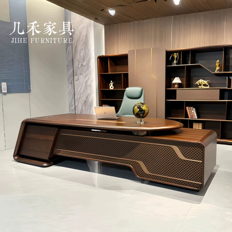 New Chinese-Style North American Black Walnut Solid Wood Office Desk, Boss Desk, Chairman's Desk, President's Desk, General Manager's Desk, Solid Wood Executive Desk New Chinese-Style North American Black Walnut Solid Wood Office Desk, Boss Desk, Chairman's Desk, President's Desk, General Manager's Desk, Solid Wood Executive Desk