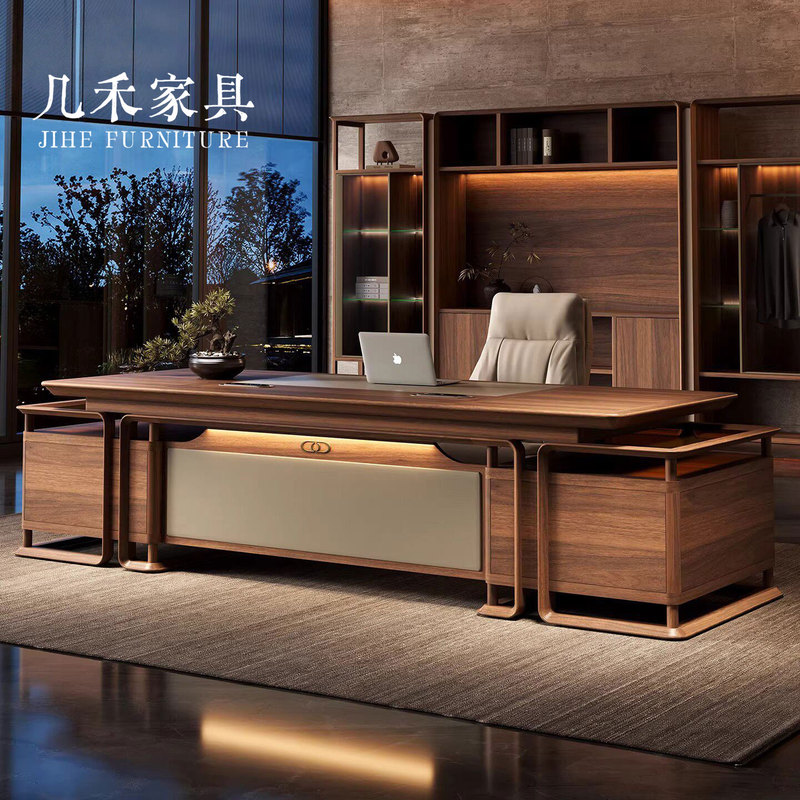 New Chinese-Style North American Black Walnut Executive Desk, High-End Ceo Desk, Classic and Grand General Manager Office Desk