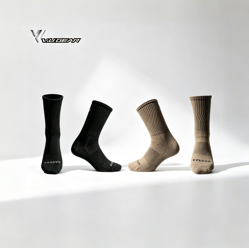 Vu Gear Nc Level 8inch Socks, Lightweight, Non-Cushioned, Merino Sports Wool Socks, Temperature Regulating and Odor Resistant