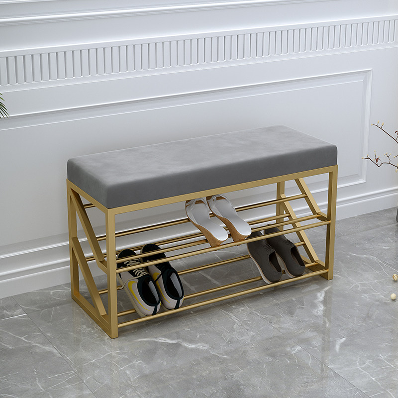 Ultra-narrow shoe-changing stool home door entrance porch soft bag sitting stool home wearing shoe stool simple entrance shoe rack narrow and small size