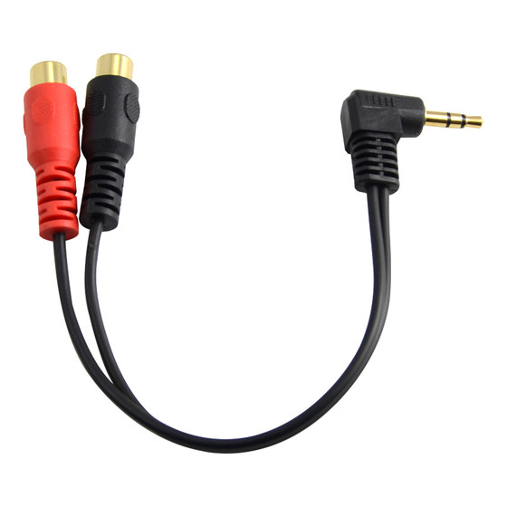 One-to-two-wire DC3.5 male to 2RCA double Lotus female headphone to AV female audio conversion cable 3-pole 90-degree gold-plated