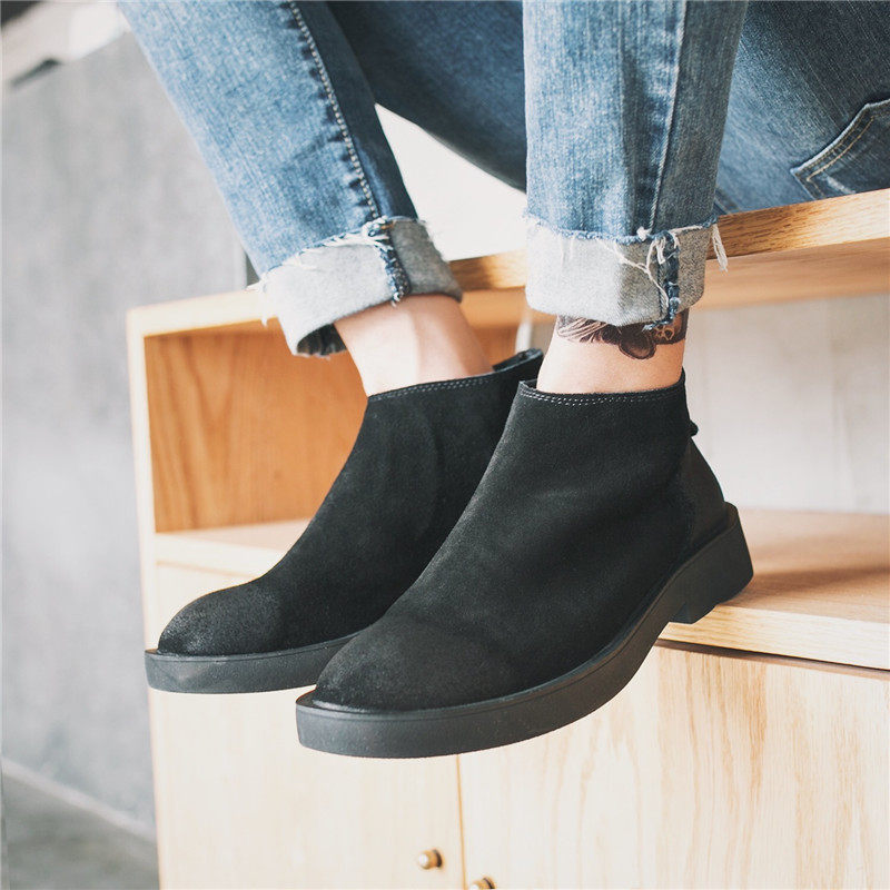 Autumn leather retro men's shoes Korean version of Martin boots scrub men's British tide short boots casual work clothes high boots