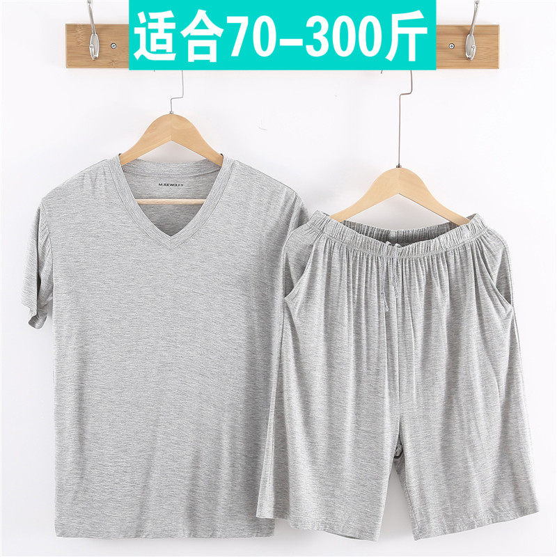 Male Summer Short Sleeve Shorts Suit Thin gats overweight overweight Outer wearing pyjamas Home Clothing Sport Casual 50% Pants