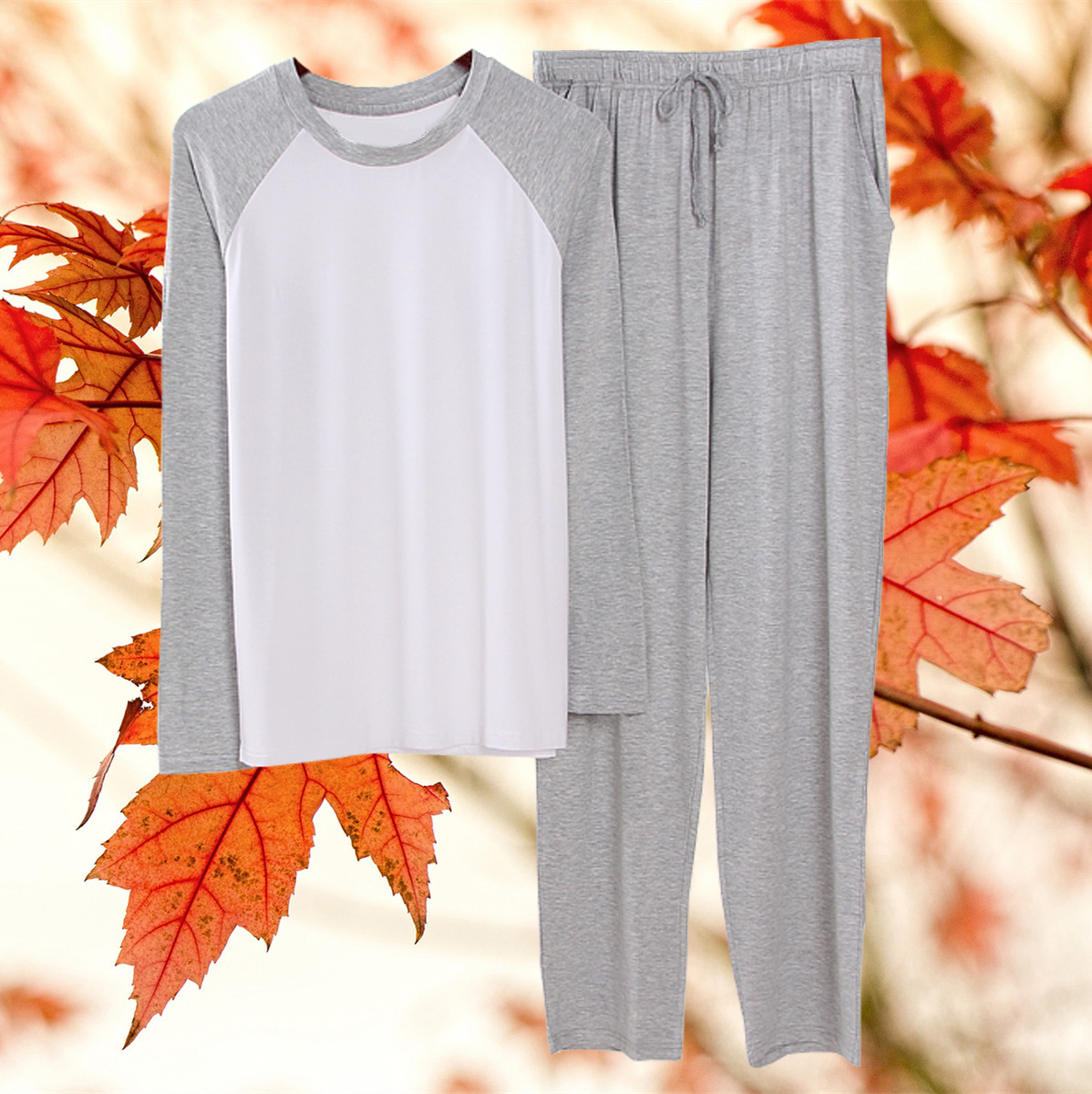 Mens nhà phù hợp với quần dài tay thường mùa xuân và mùa thu lỏng lẻo cộng với kích thước của 200 pound mỏng của bộ quần áo pajama vai-to-vai.