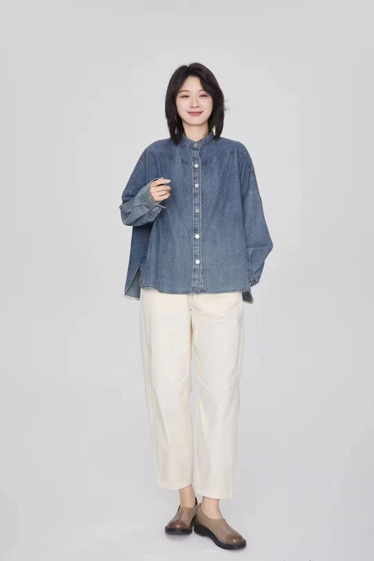 Designer Original Zibuyu2024 Autumn and Winter New Style Imported Turkish Cotton Denim Shirt 270