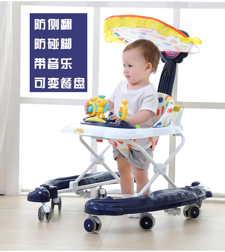 Bé con baby baby walker đa chức năng anti-rollover chống loại chân đẩy đẩy ráp trai và cô gái học tập