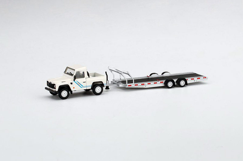 Модель машины tsm mini gt 338/ac15 1/64  land rover defender 90 white 拖车 Minigt
