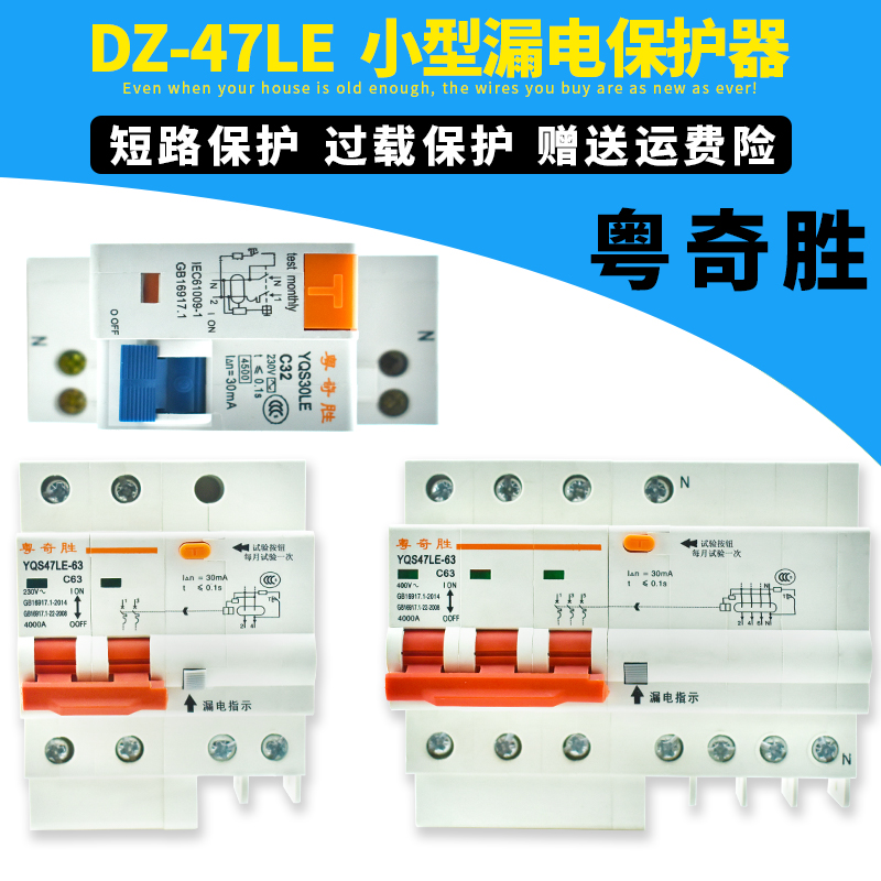 Cantonese Chikatsu Small Earth Leakage Protector DZ47LE Home 2P32A63A Air Switch 16A25A Breaker