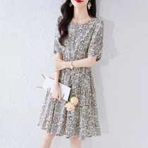 2024 Summer New Retro Jacquard Waist Small Dress Feminine Round Neck Western Style Loose A-Line Skirt