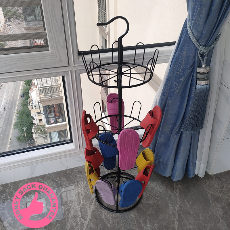 Simple household drying outdoor balcony slippers landing floor creative safeguard space multilayer shoe frame rotating sunbathing frame