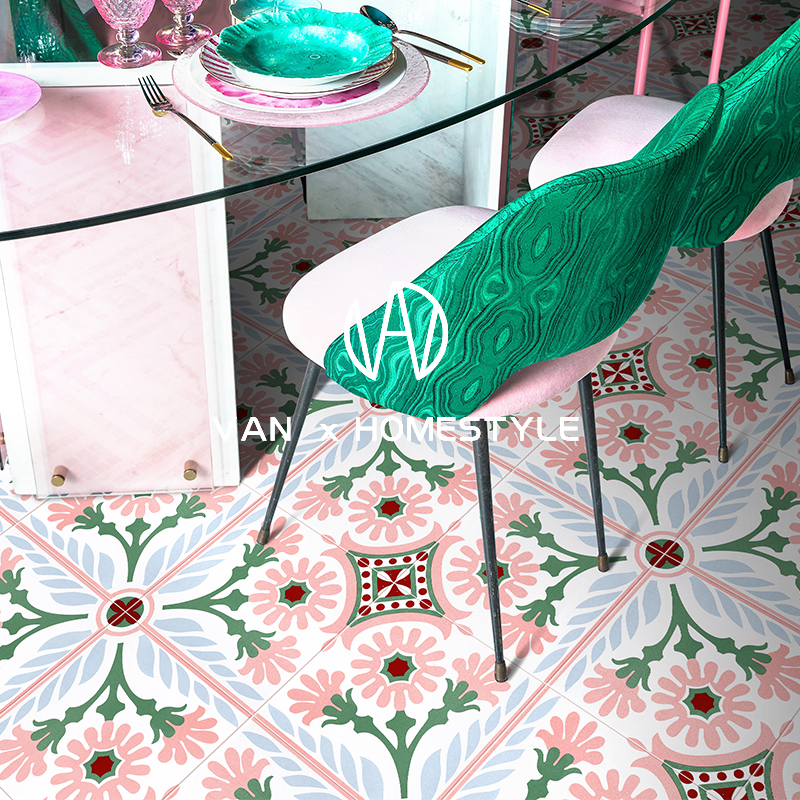 Fannei ins Nordic pink flower tile balcony garden tile flower piece kitchen powder room bathroom wall and floor tiles