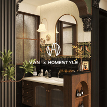 Vannet French black and white bathroom tiles small flower tiles mid-century retro bathroom toilet wall tiles kitchen floor tiles