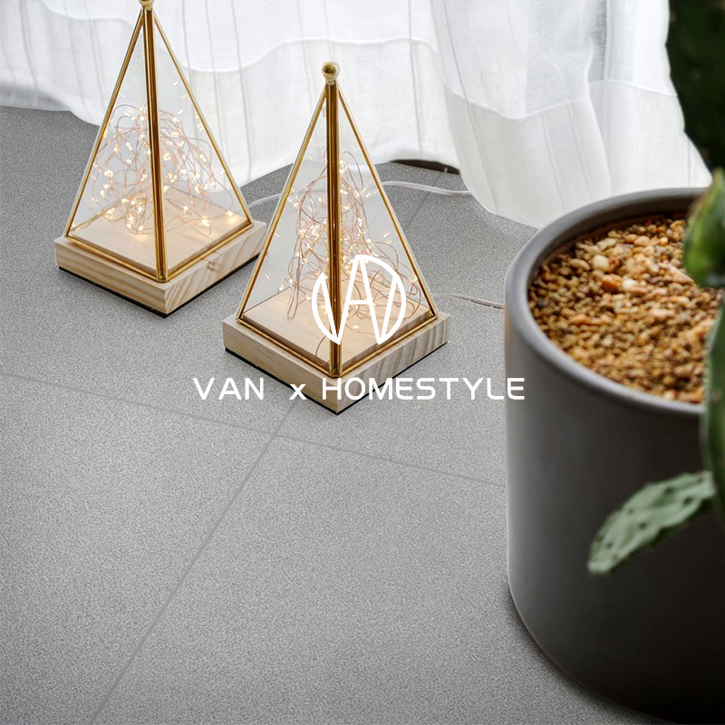 Van Nei's minimal living room kitchen and beyond Nordic tile tiles gray 600X 600 cement tiles