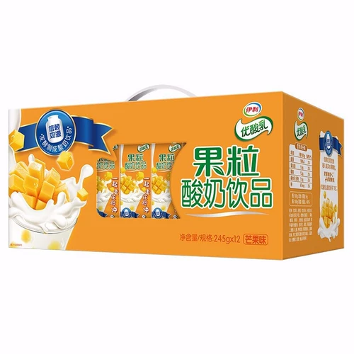 伊利 Оверловая кислота Лида грава йогурт 245G*12 коробок с клубничным ароматом манго со вкусом желтого персика Целую коробку для завтрака молоко