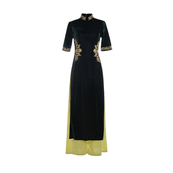 Spring and Autumn Cheongsam Team Stage Catwalk Improved Velvet Aodai Retro Chinese Style Tea Clothes Wide Leg Pants Advanced Performance Clothes