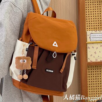 Big orange cat backpack for women outdoor waterproof large capacity travel computer backpack student sports travel lightweight school bag